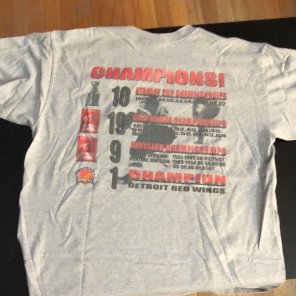 Detroit Red Wings Large Grey Championships T-Shirt - Picture 3 of 8